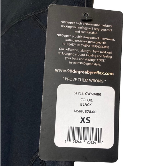 ❌SOLD❌XS•NWT•90 DEGREE BY REFLEX•BLACK CAPRI SPORT LEGGINGS• - Picture 6 of 6